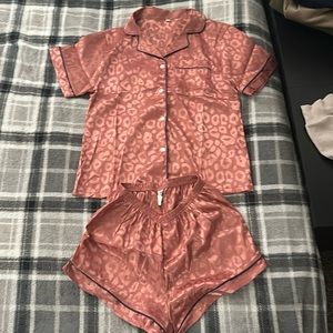 Pink leopard pajama set